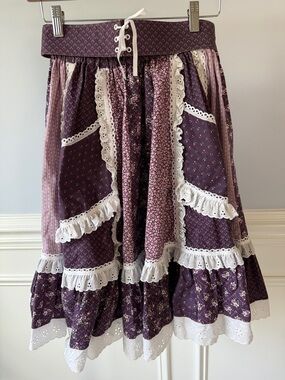 Vintage Fun & Fancy Originals Redding Calif Floral Print Ruffle Lace Dance Skirt